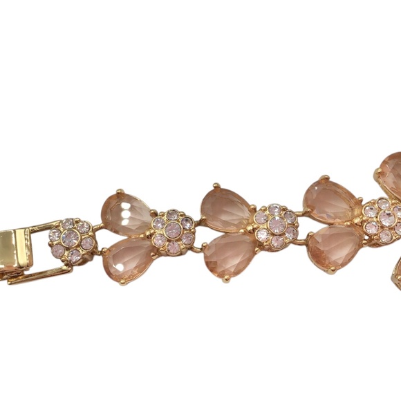 Kate Spade Precious Pansy Bracelet, Gold, Beige, Crystal Flower Statement Jewel - Picture 6 of 11